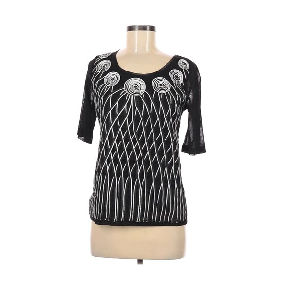 Dulcci Vetan Black & White Patterned Top Medium - Picture 1 of 3